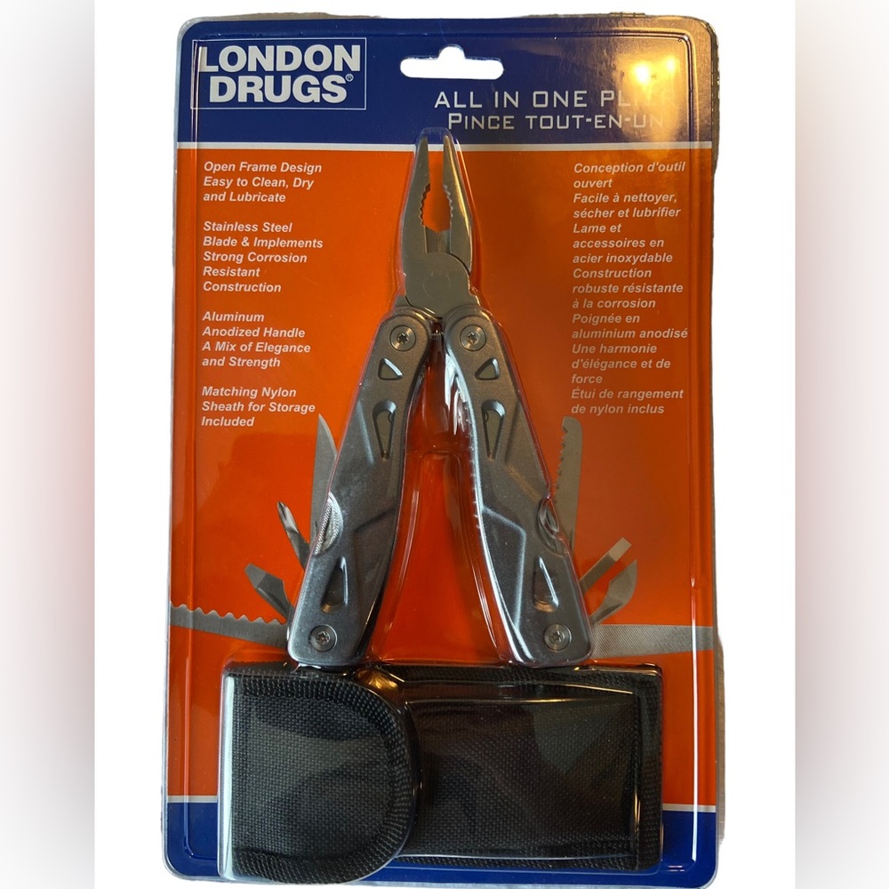 New in package. LD All in One Plier/ multi tool includes case.